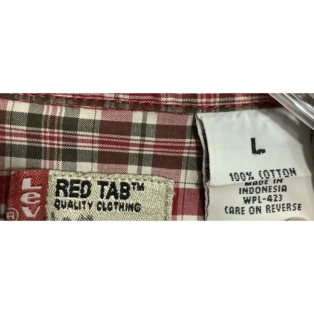 Vintage Levi's Button‎ Up Shirt Mens Large Red And White